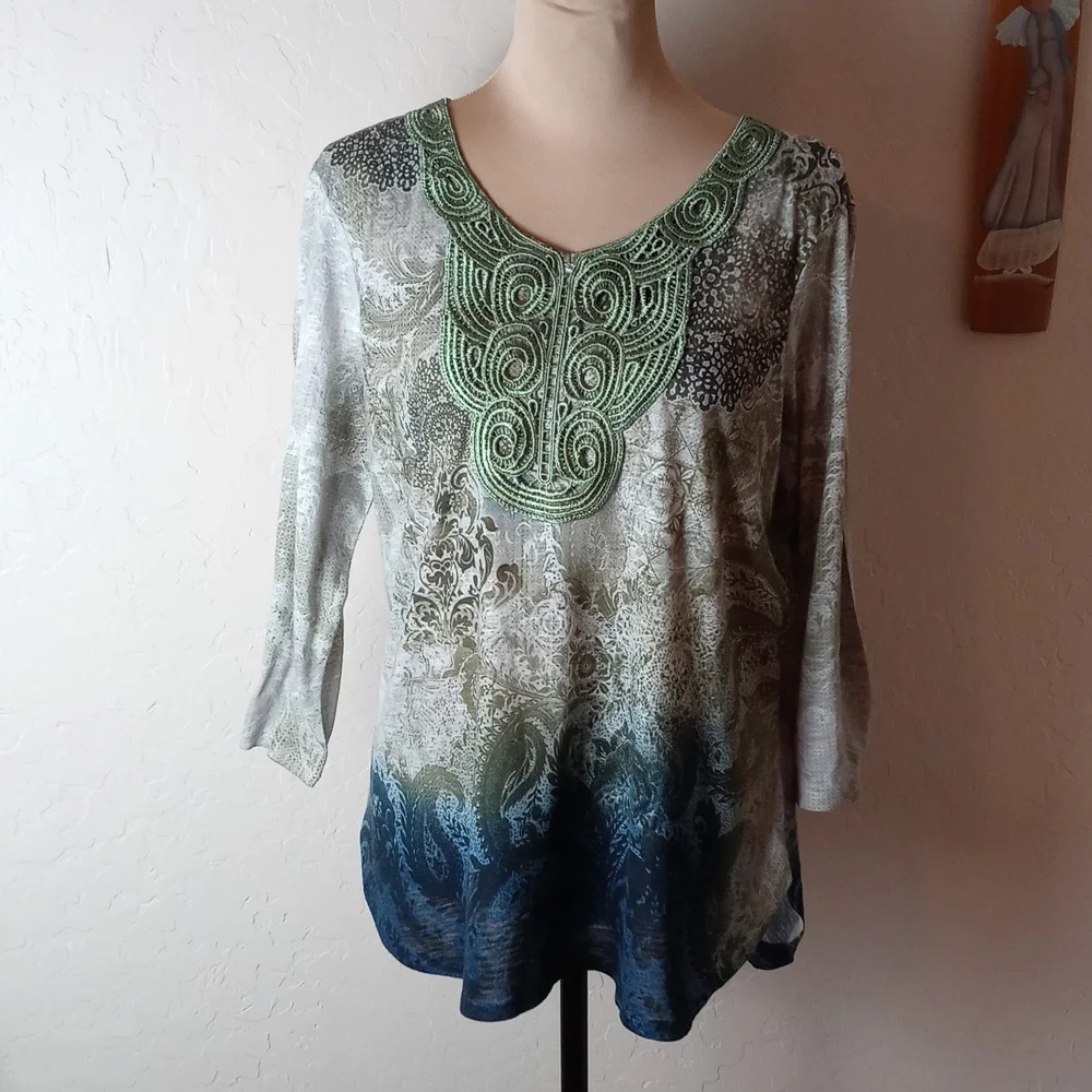 Christopher & Banks Paisley Print Tee Shirt
